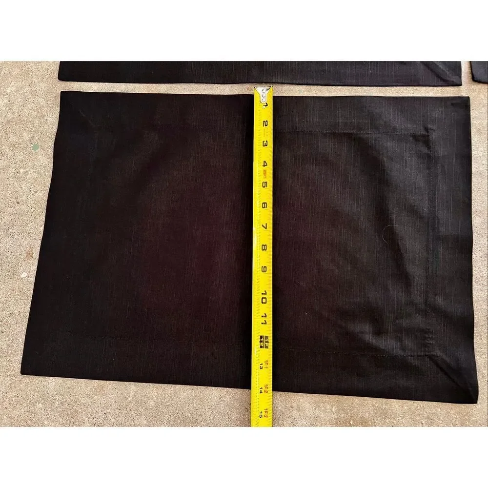 Set of 10 Bodrum Linen Black Rectangular Placemats 100% Cotton Handsewn Turkish